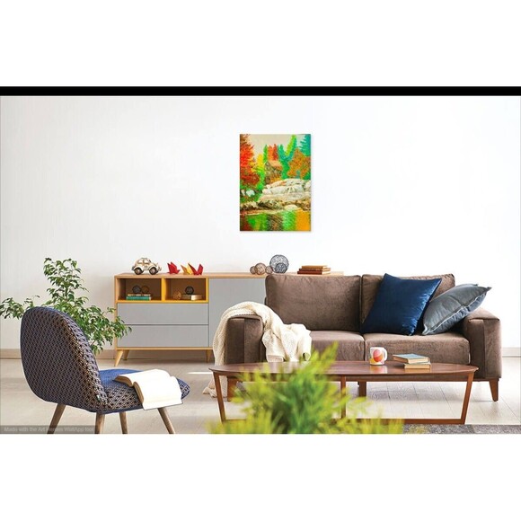 Original Oil Painting 12x16 Autumn Landscape Water Mill Rustic Farmhouse - Picture 12 of 12